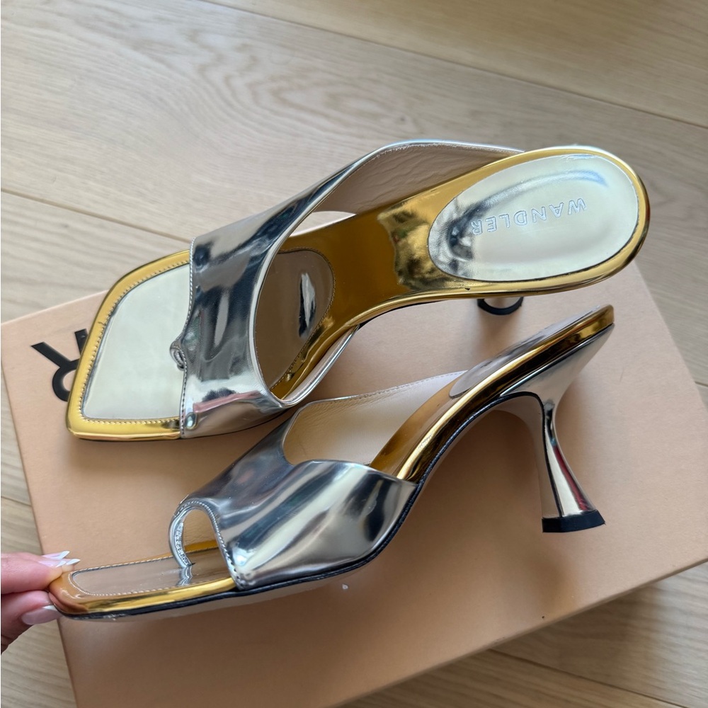 Wandler Silver and Gold Sculptural Heels